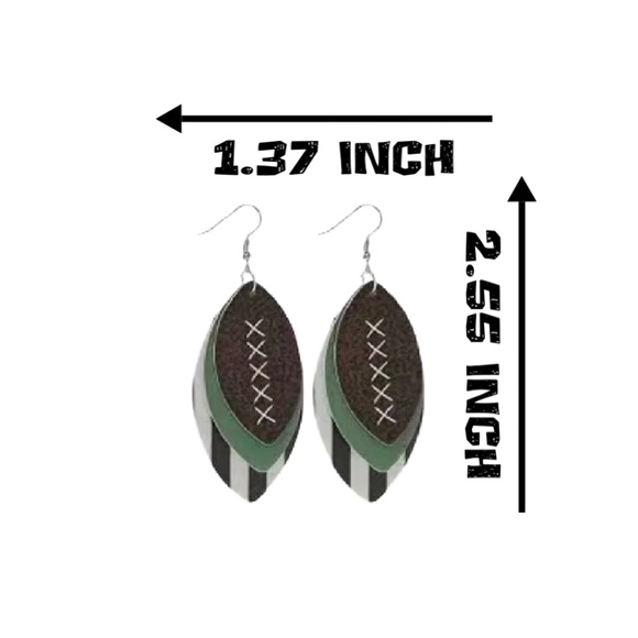 Football Rugby Ball Field Referee Stripes Layer Earrings Faux Leather Sport #12 - Picture 2 of 4